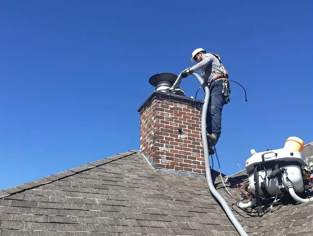 Dedicated Colorado Springs Chimney Sweep team member cleaning a chimney in Colorado Springs, CO
