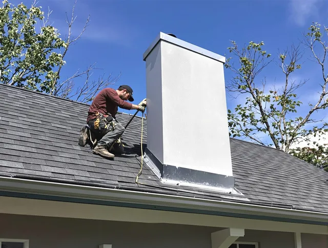 Colorado Springs Chimney Sweep team member finishing chimney construction in Colorado Springs, CO