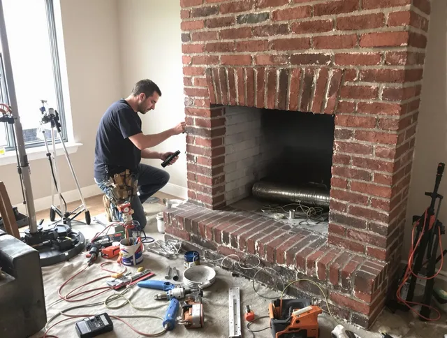 Colorado Springs Chimney Sweep specialist finalizing chimney liner service in Colorado Springs, CO
