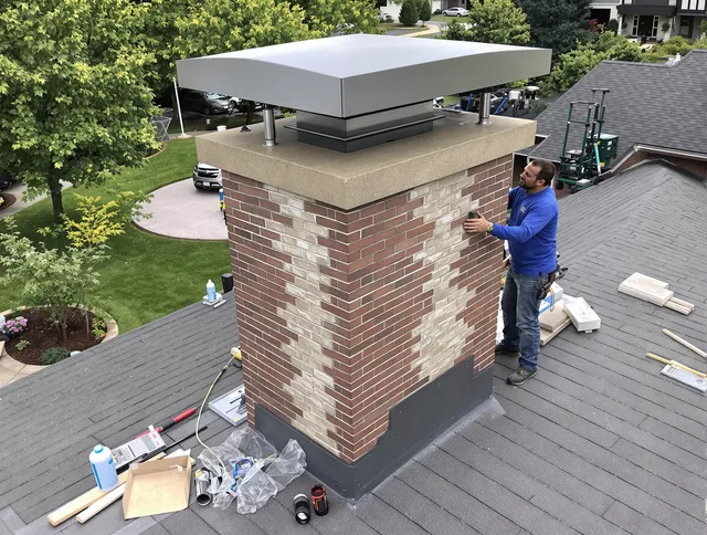 Colorado Springs Chimney Sweep team working on a custom chimney remodel in Colorado Springs, CO