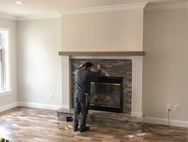 Colorado Springs Chimney Sweep finishing a custom fireplace install in Colorado Springs, CO